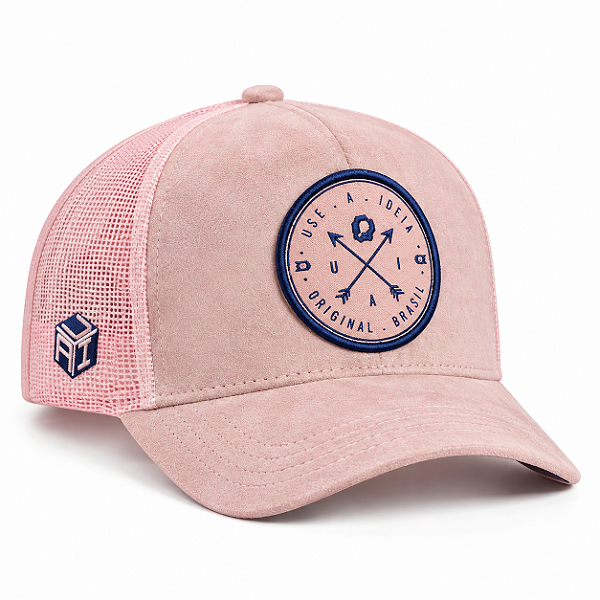 Boné Trucker Pink Ocean Rosa com Brasão U.A.I. | A Ideia