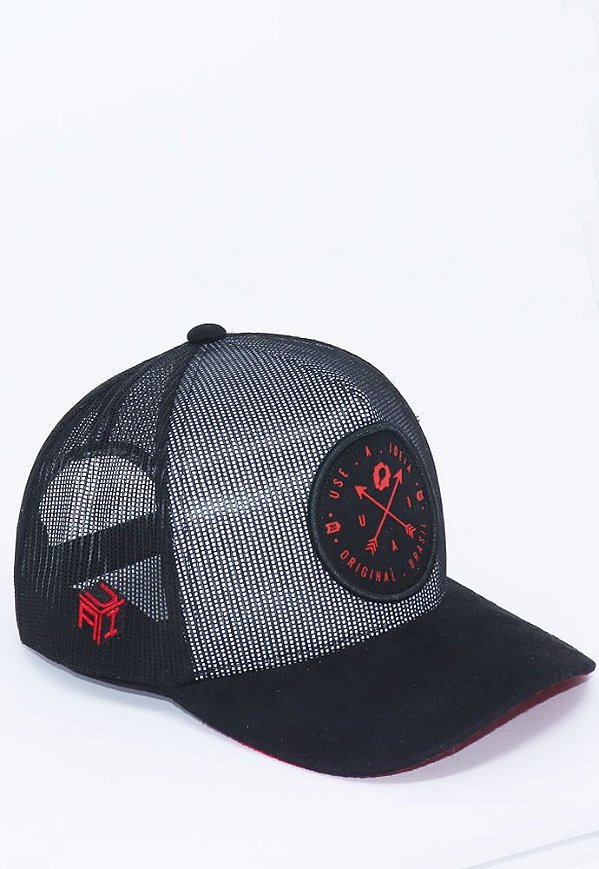 Boné Trucker Masculino Brasão Race U.A.I em Suede