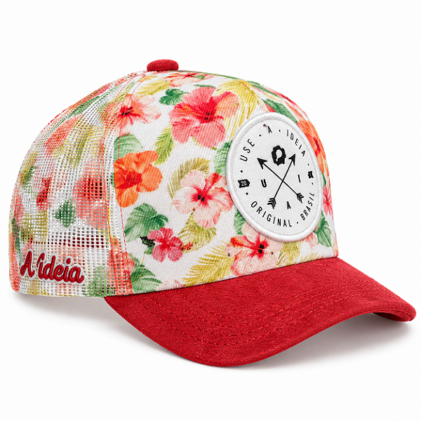 Boné Trucker Floral Aba Vermelha e Brasão U.A.I. | A Ideia