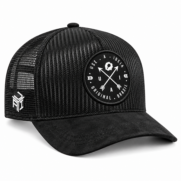 Boné Trucker Brasão All Black Preto U.A.I. | A Ideia