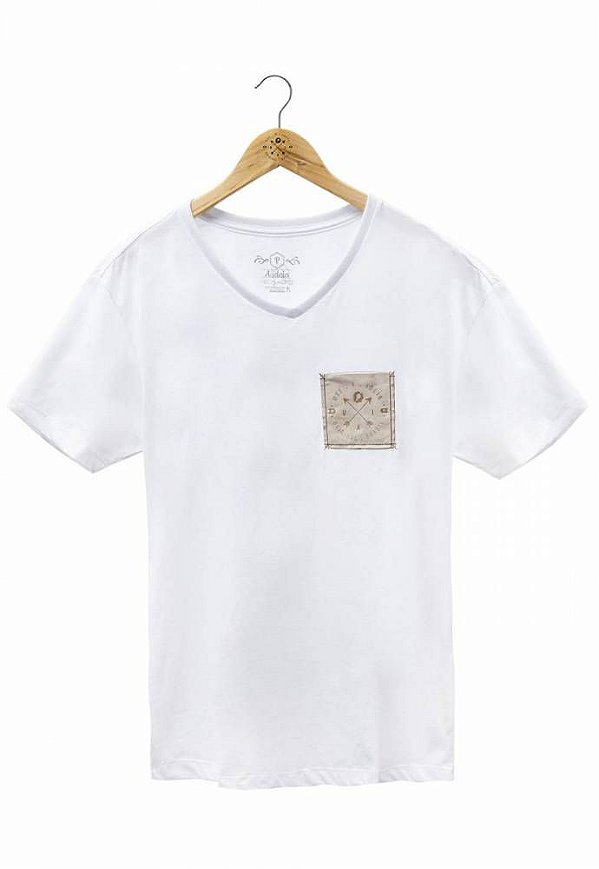 Camiseta Brasão Bolso Branca