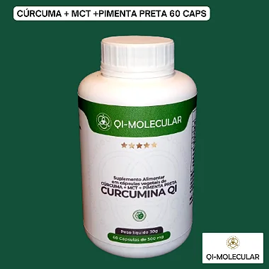 CURCUMINA + MCT + PIMENTA PRETA 60 CÁPSULAS  QI MOLECULAR