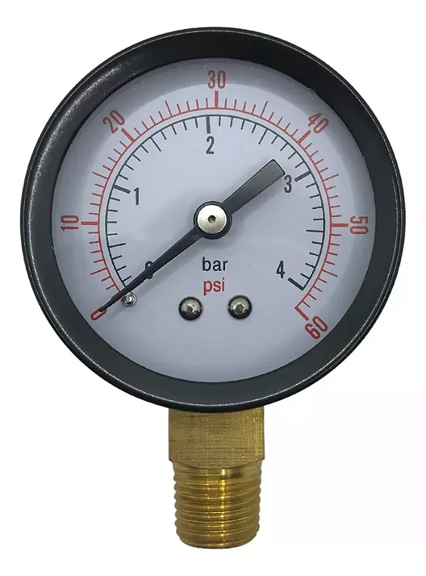 MANOMETRO VERTICAL 50MM 0 A 4 BAR 1/4 - CONECTFIT