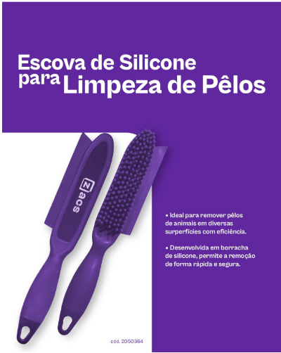 ESCOVA SILICONE LIMPEZA DE PELOS - ZACS