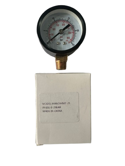 MANOMETRO VERTICAL 50MM 0 A 25 BAR 1/4 - CONECTFIT