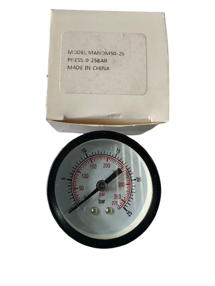 MANOMETRO HORIZONTAL 50MM 0 A 25 BAR 1/4 - CONECTFIT