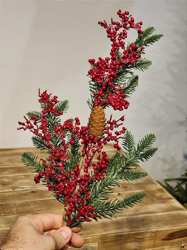 GALHO COM MICRO BERRY VERMELHO COM GALHOS 64CM