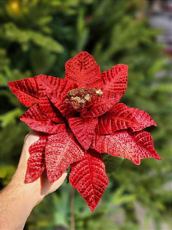 FLOR POINSETIA DECORATIVA BORDO 54CM