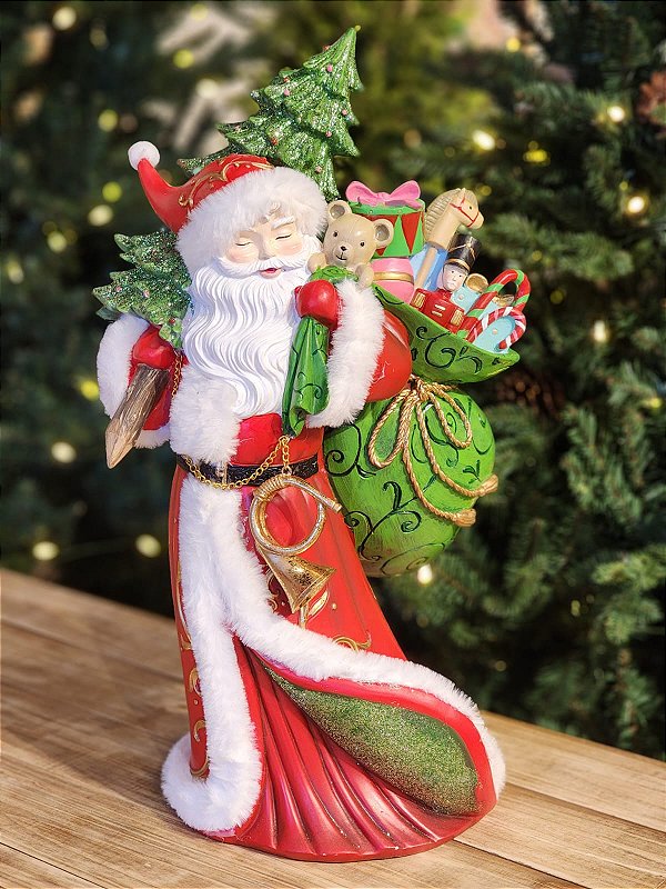 PAPAI NOEL NOITE DE NATAL LUXO EM RESINA 52,5CM