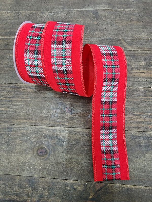 FITA ARAMADA VERMELHO XADREZ