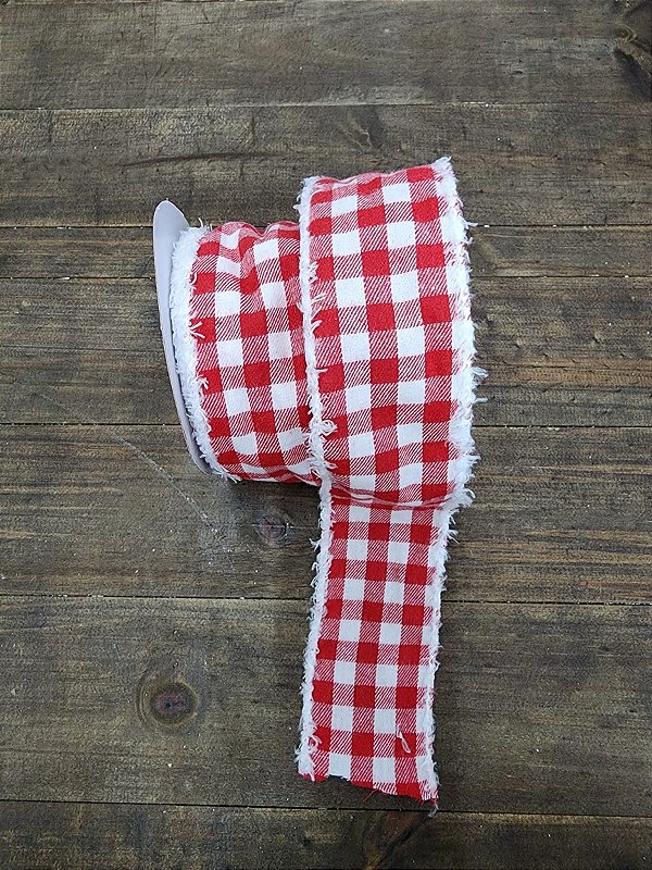 FITA ARAMADA VERMELHO E BRANCO XADREZ