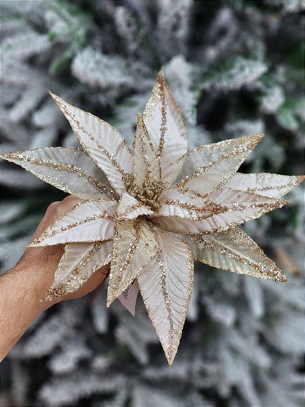 FLOR DECORATIVA CHAMPANHE - 30CM