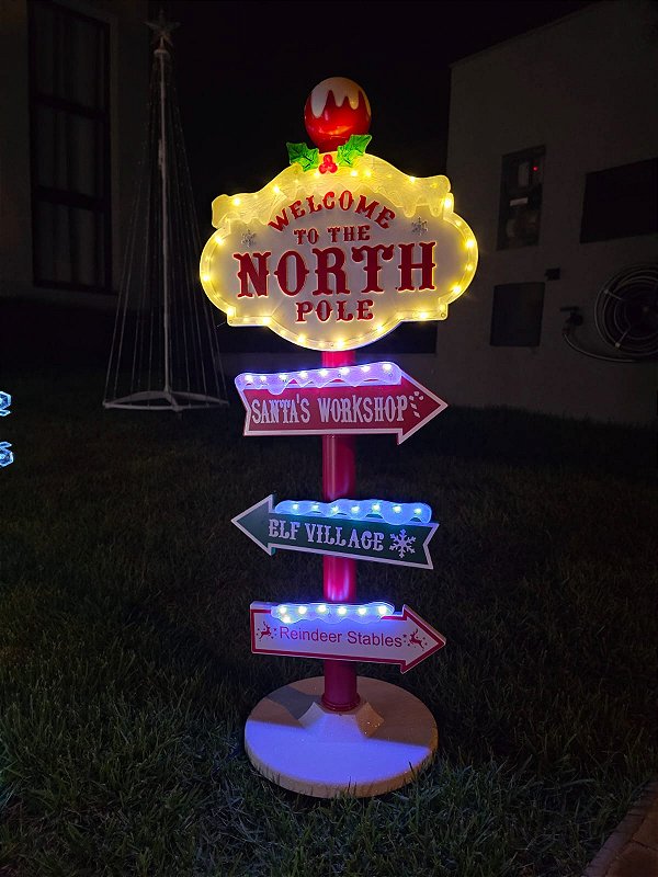 PLACA POLO NORTE COM LED 95CM USO INTERNO E EXTERNO
