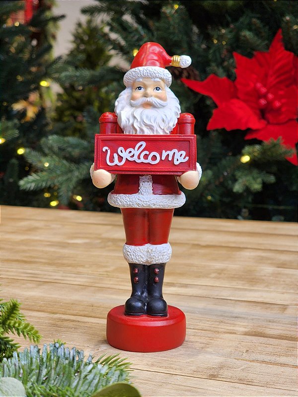 PAPAI NOEL COM PLACA WELCOME 20CM