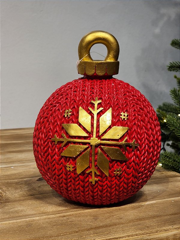 BOLA FLOCO VERMELHO EM RESINA 22,8CM