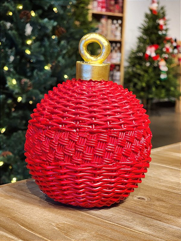 BOLA EM RESINA VERMELHO 18CM