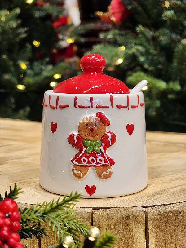 POTE PARA AÇUCAR COM TAMPA GINGERBREAD - 10CM