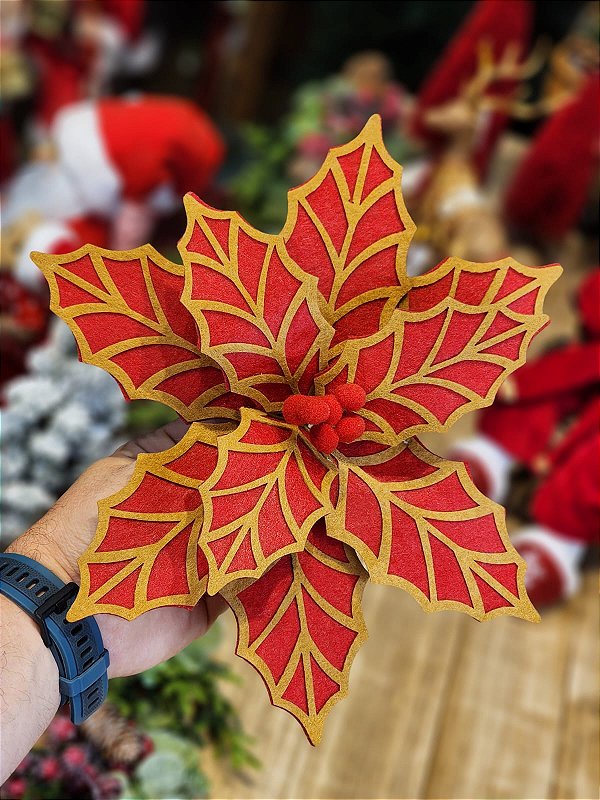 FLOR BICO DE PAPAGAIO VERMELHO E NUDE 26CM