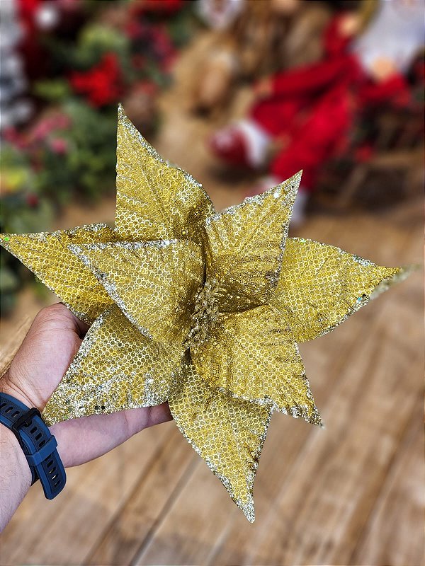 FLOR BICO DE PAPAGAIO DOURADO 30CM
