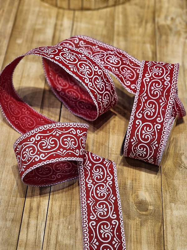 FITA ARAMADA LINHO VERMELHO E BRANCO