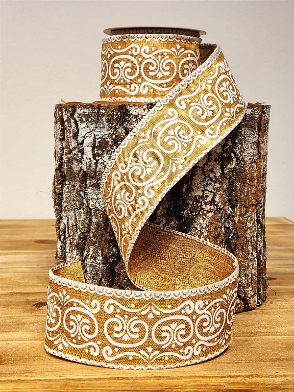 FITA ARAMADA GINGERBREAD BEGE E BRANCO