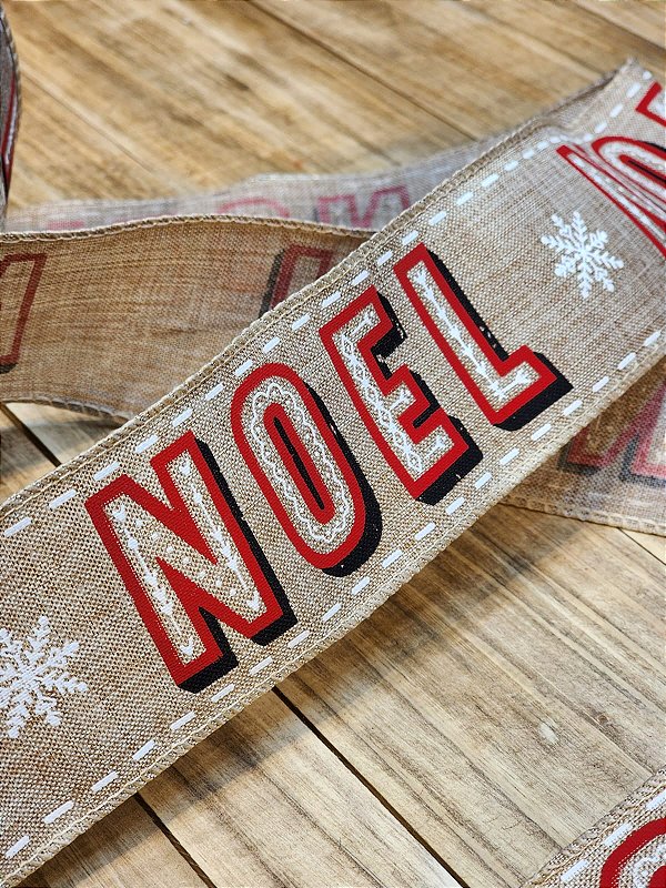 FITA ARAMADA NOEL BEGE E VERMELHO