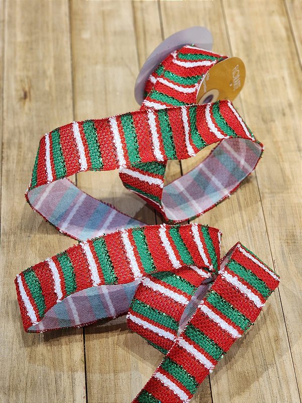FITA ARAMADA TRICOT VERMELHO E VERDE