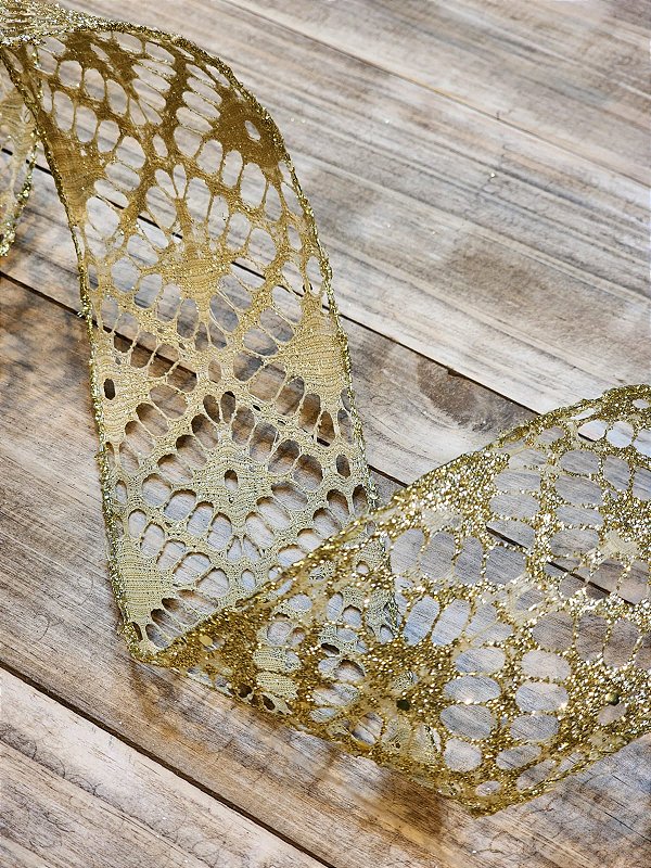 FITA ARAMADA TELA GLITTER COM DOURADO