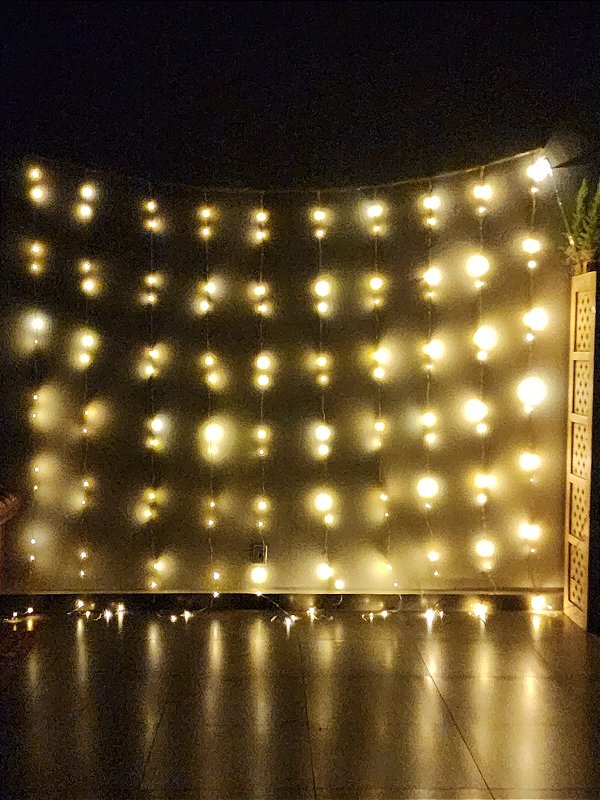 PISCA CORTINA FIO DE FADA 280 LEDS 3M X 3M WARM EFEITO CACHOEIRA BIVOLT