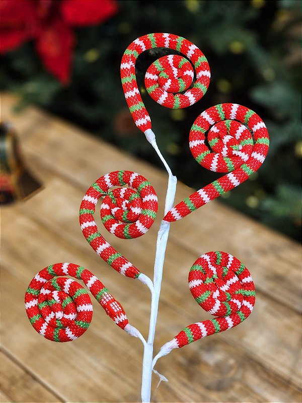 GALHO CANDY CANNE VERMELHO, VERDE E BRANCO - 57CM