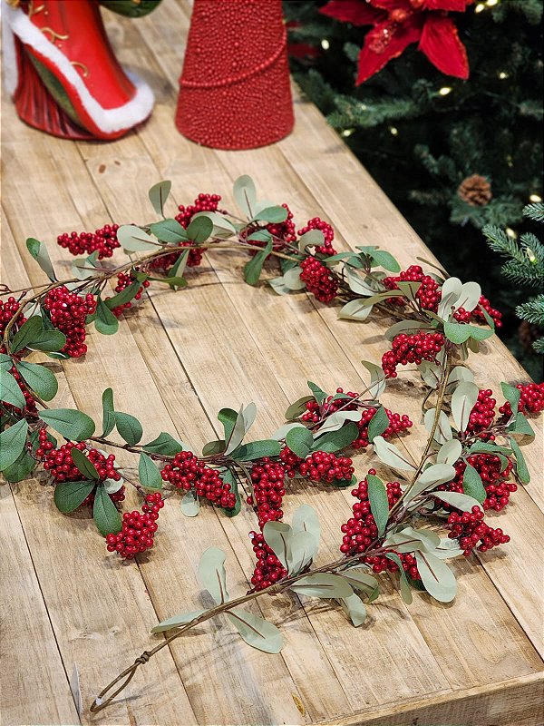 GALHO FESTÃO BERRY COM FOLHAS - 1,80CM