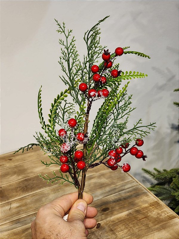 GALHO BERRY VERMELHO NEVADO 57CM