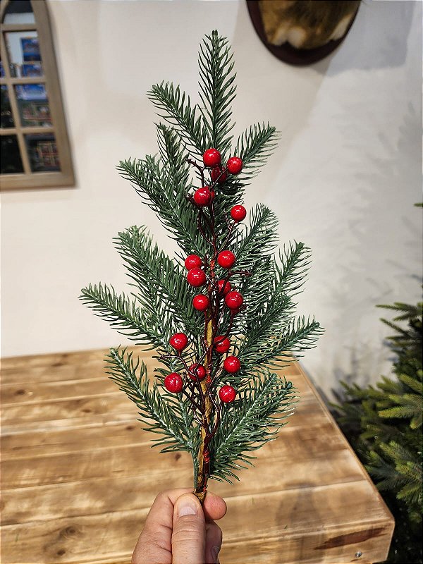 GALHO PERMANENTE COM BERRY VERMELHO 63CM