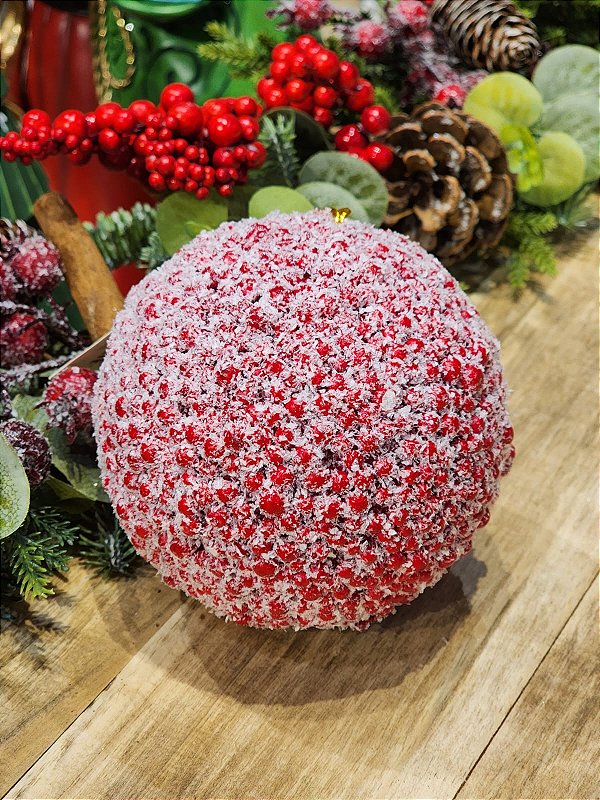 BOLA DECORADA BERRY NEVADO  - 10CM - C/1
