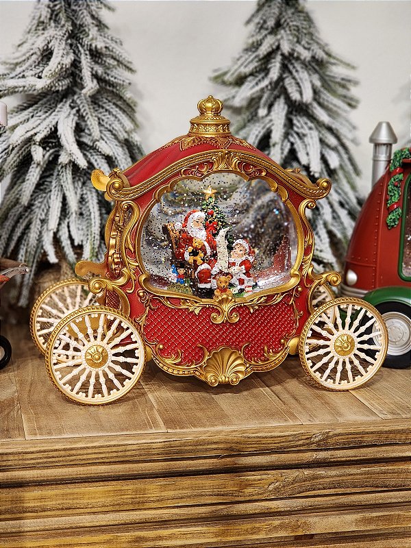 LANTERNA PAPAI NOEL NA CARRUAGEM COM LUZ