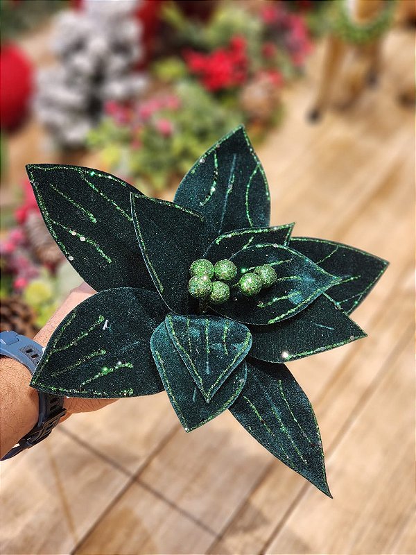 FLOR POINSETIA VERDE - 31CM
