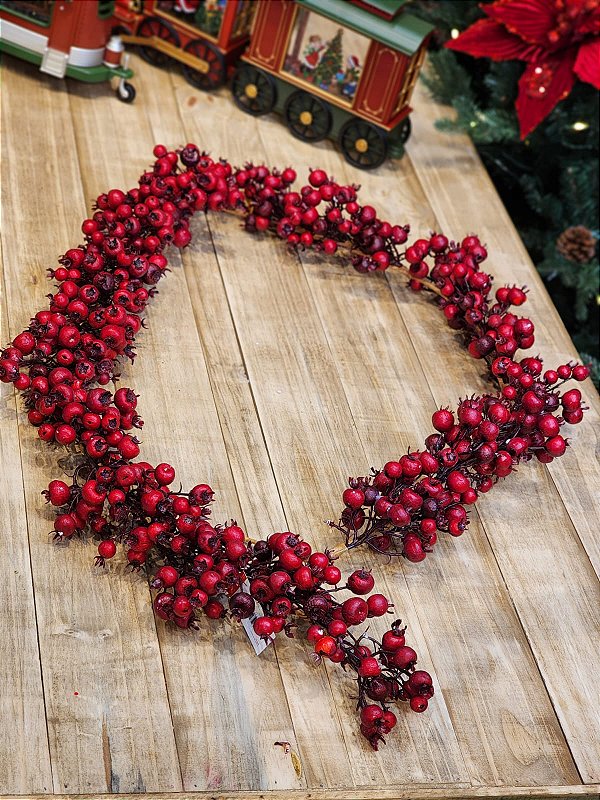 FESTÃO ARAMADO COM BERRY VERMELHO 1,60CM