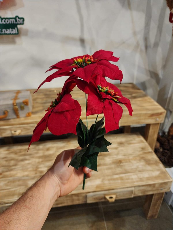 FLOR BICO DE PAPAGAIO AVELUDADO VERMELHO - 36CM