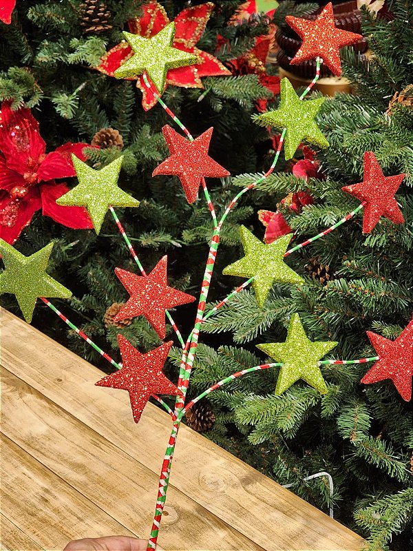 GALHO DECORATIVO COM ESTRELAS 80CM