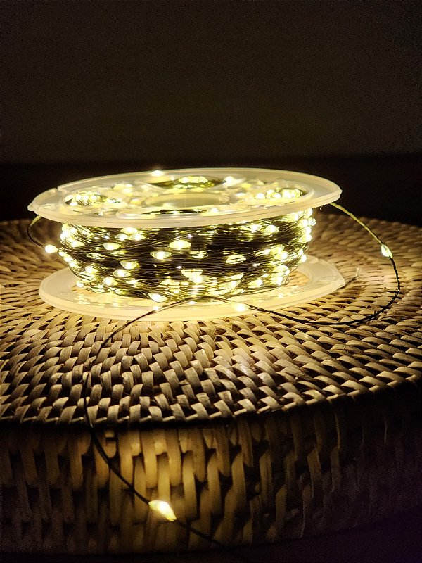 PISCA FIO DE FADA 1000 LEDS 100 METROS WARM FIO VERDE COM FUNÇÕES BIVOLT