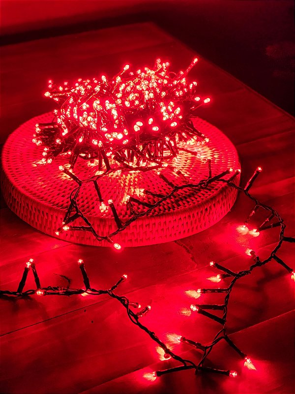 PISCA FESTÃO 500 LEDS 10 METROS VERMELHO FIXO BIVOLT