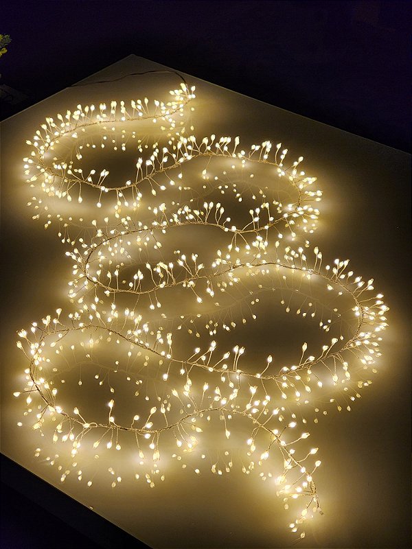 PISCA CORDÃO 500 LEDS CLUSTER 3 METROS WARM BIVOLT
