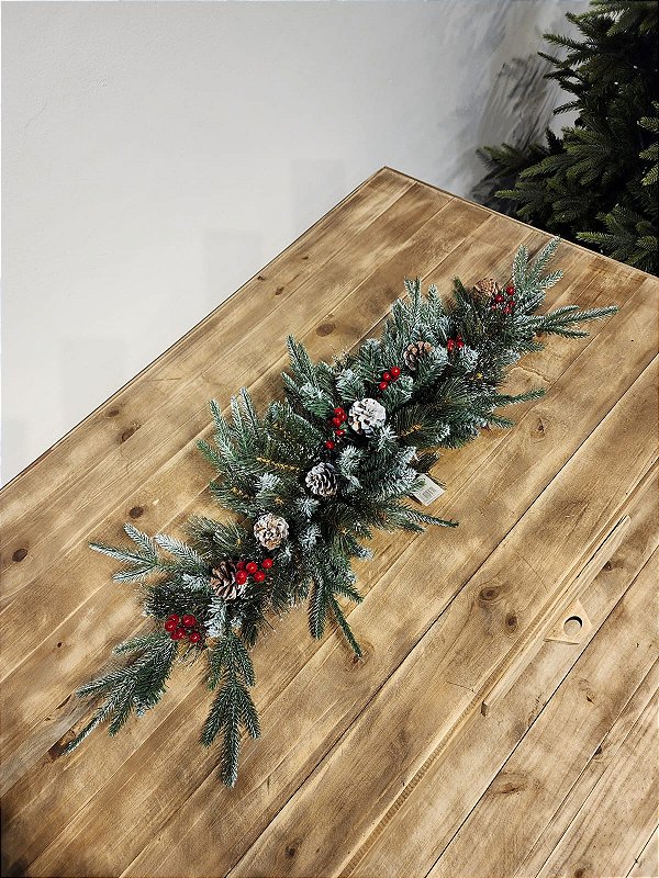 FESTÃO ARAMADO CENTRO DE MESA DECORADO NEVADO 90CM