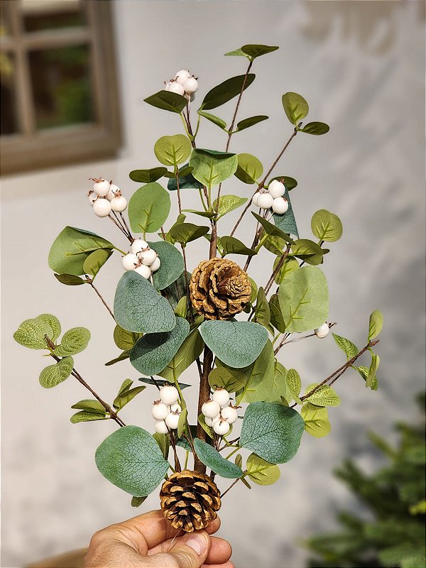 GALHO BERRY BRANCO COM FOLHAS 73CM