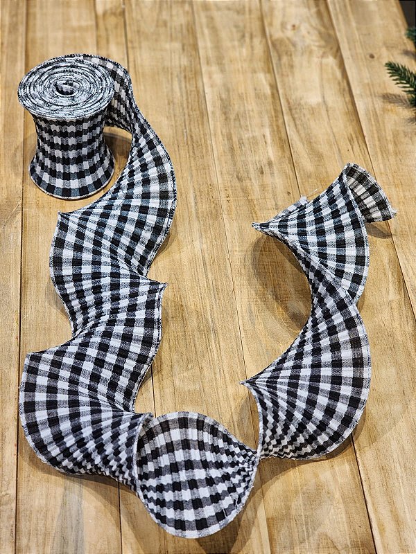 FITA DECORATIVA XADREZ PRETO E BRANCO