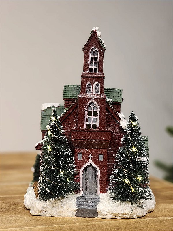 CENÁRIO VILA NATALINA IGREJA COM LED