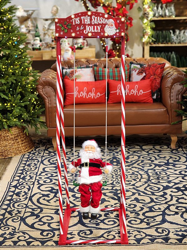 PAPAI NOEL NO BALANÇO MUSICAL COM MOVIMENTOS 1,37CM