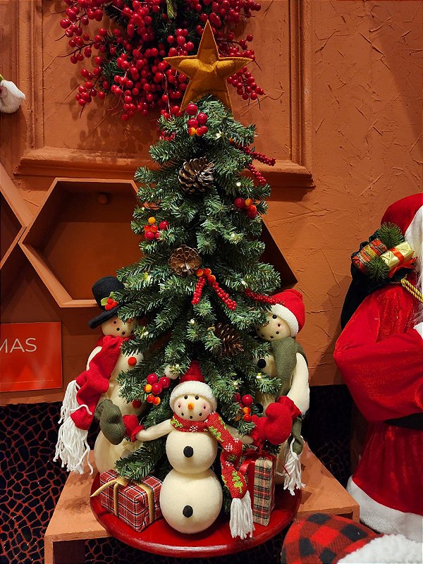 FAMÍLIA DE BONECO DE NEVE COM ÁRVORE DE NATAL 80CM -  PRÉ VENDA 2025