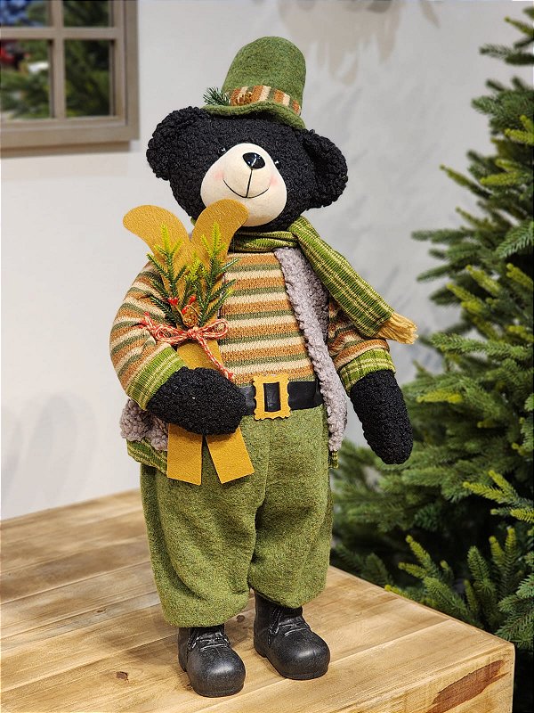 URSO NEGRO NATALINO VERDE 69CM