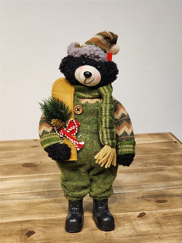 URSO NEGRO NATALINO VERDE 31CM